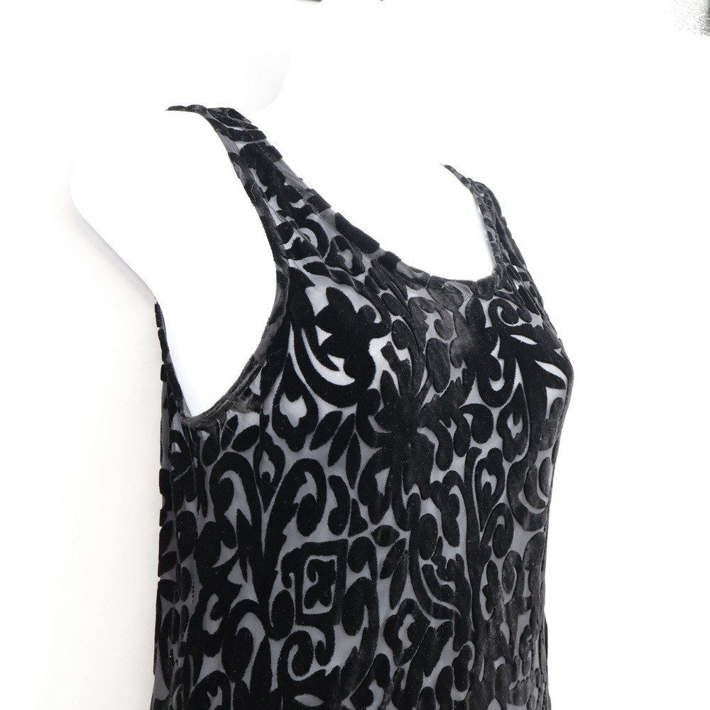 Sarah Campbell Black Burnout Velvet Damask Maxi Dress Womens L Gown Formal Boho - Picture 7 of 16